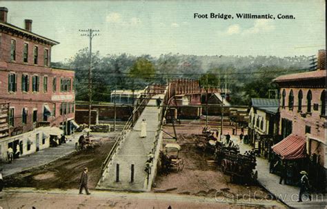 Foot Bridge Willimantic, CT Postcard