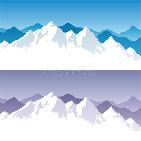 Mountain Range. Background with snowy mountain range in 2 color ...