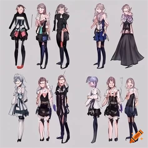 Detailed anime girl outfit designs on Craiyon