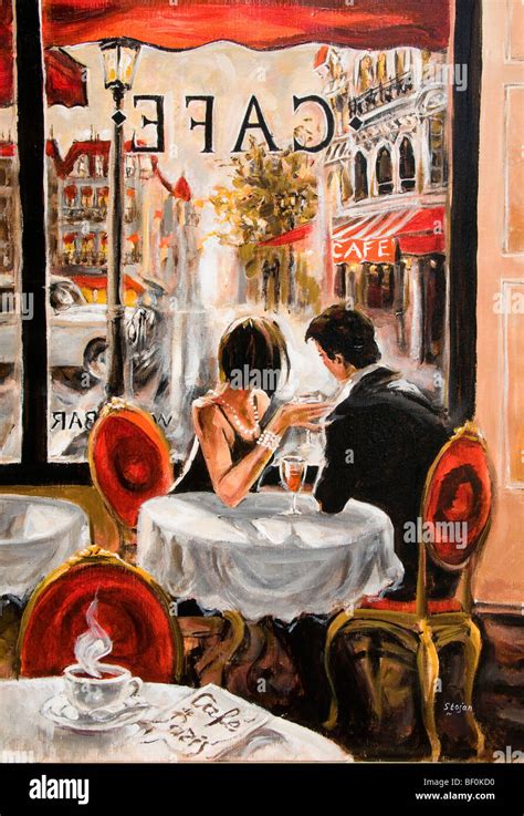 Paris France French Painting bar cafe restaurant Stock Photo - Alamy