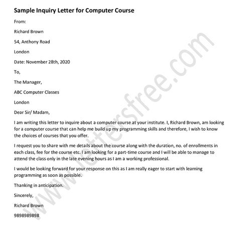 Enquiry Letter Sample, Format - How to Write an Inquiry Letter?