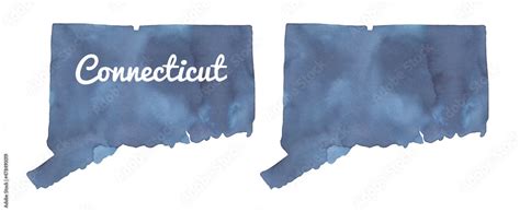 Watercolor illustration of Connecticut State Map in two variation ...