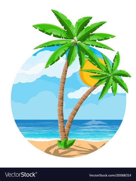 Landscape of palm tree on beach Royalty Free Vector Image