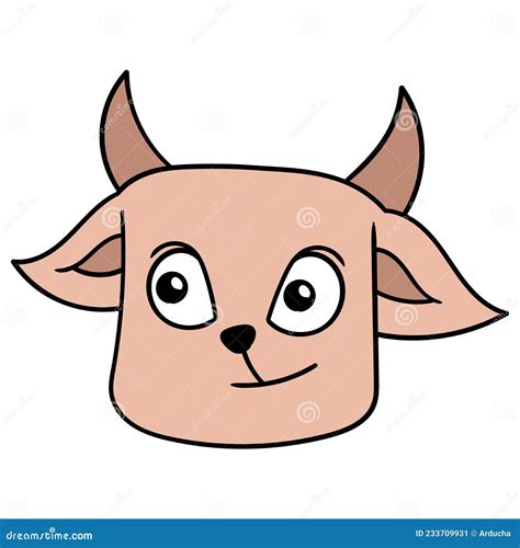 Horned Brown Goat Head, Doodle Icon Drawing Stock Vector - Illustration of goat, emoticon: 233709931