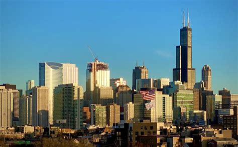 Chicago skyline showing off on New Years Day. : chicago