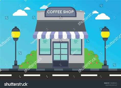 Modern Coffee Shop Buildings Illustration Exterior Stock Vector (Royalty Free) 1528280225 ...