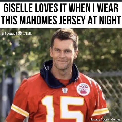 a man in a football uniform with the caption saying, gisele loves it ...