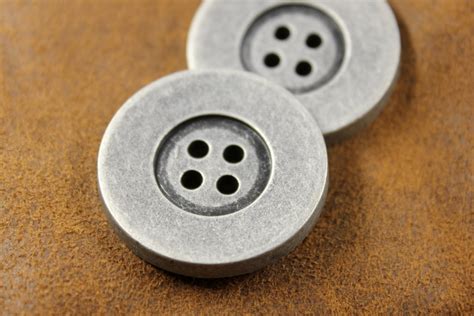 Metal Buttons Large Antique Silver Metal Buttons 4 Holes