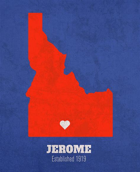 Jerome Idaho City Map Founded 1919 Boise State University Color Palette Mixed Media by Design ...