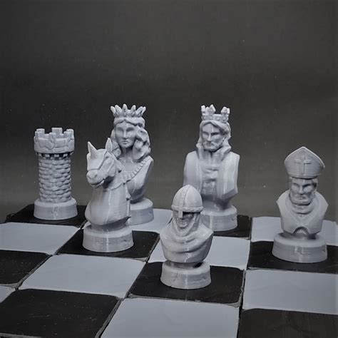 3D Printable Medieval chess set by NEMO_MK2