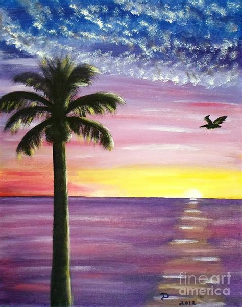 Palm Tree Sunset Drawing at PaintingValley.com | Explore collection of ...