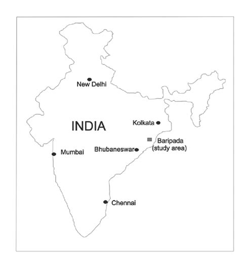 Map of India showing location of Baripada (study area) | Download ...