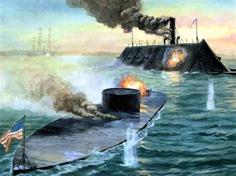 The first battle of Ironclad Warships, USS Monitor vs. CSS Virginia ...