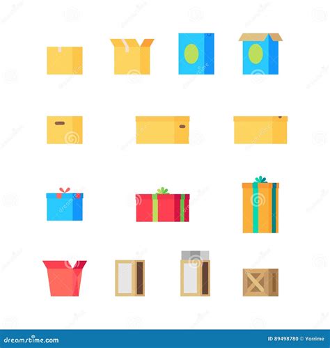 Open and Close Colorful Boxes Set Stock Vector - Illustration of cargo ...