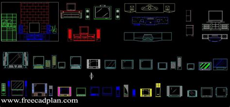 2d TV dwg cad block download - free cad plan