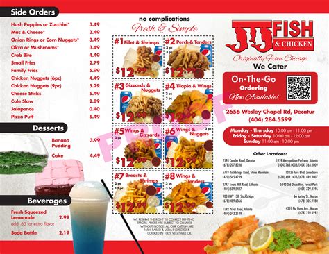 JJ Fish & Chicken menu in Stockbridge, Georgia, USA