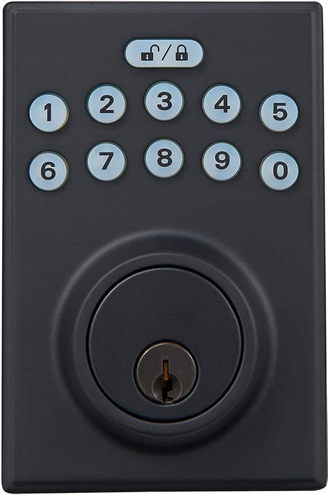 AmazonBasics Contemporary Electronic Keypad Deadbolt Door Lock, Keyed Entry, Matte Black ...