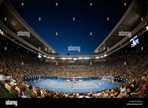 View of the Rod Laver Arena with the open roof during the Australian ...