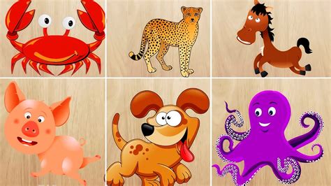 Cartoons for babies - Puzzle Animals. Learn wild animals in English - Videos For Children - YouTube