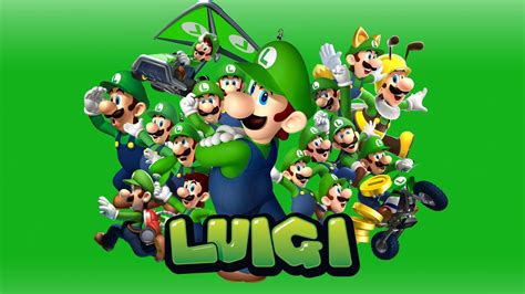 luigi different views with l hat with green background hd games ...