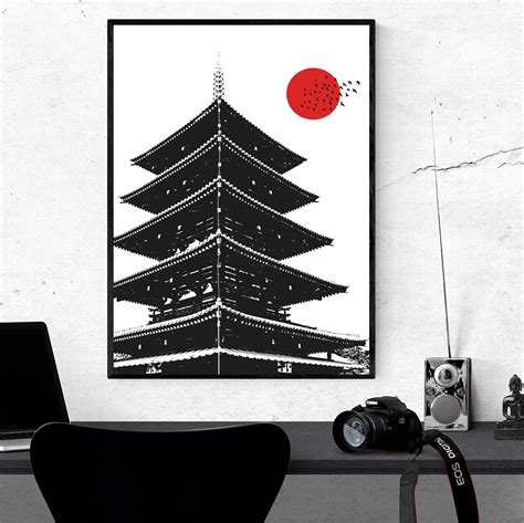 Japanese Modern Wall Art Set of 4 Prints Japan Minimalist | Etsy