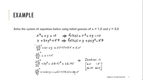 Nonlinear System by NewtonRaphson - Example - YouTube