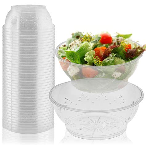 20 Elegant Clear Hard Plastic Disposable Bowls, 285 ml - Reusable, Durable & Heavy Duty ...