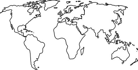 World map black and white, black and white world map. World map outline, Blank world map, World ...