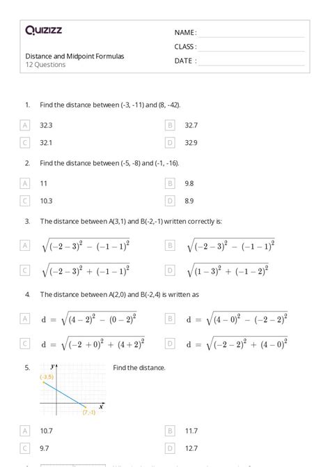 50+ midpoint formula worksheets on Quizizz | Free & Printable