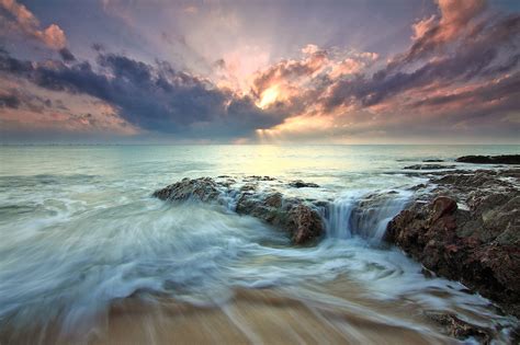 Beach Sea Dawn Dusk Landscape Ocean Rocks Sunlight Wallpaper,HD Nature ...