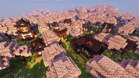 Cherry Blossom Village Map (1.21.3, 1.20.1) - A Village in Bloom - 9Minecraft.Net