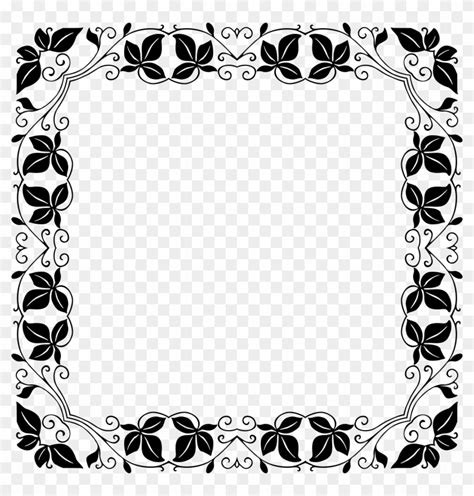 Design Clipart Side - Black And White Leaf Border Design Png - Free ...