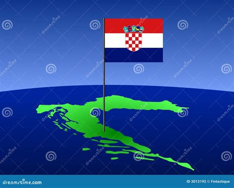 Map of Croatia with flag stock vector. Illustration of pole - 3013192