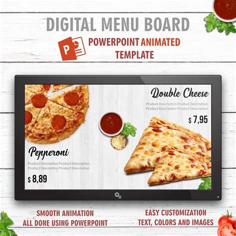 Digital Signage PowerPoint Food Animated Template #5 (Digital Menu Board - Pizza) Digital Menu ...