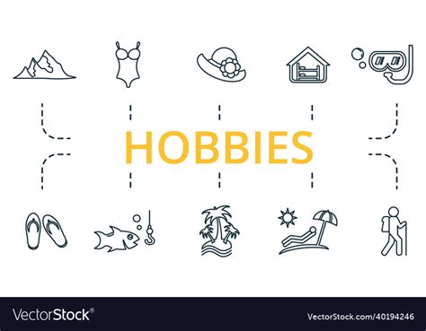 Hobbies icon set collection of simple elements Vector Image