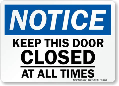 Keep Door Closed Sign Printable | Keep door closed sign, Close the door sign, Printable signs