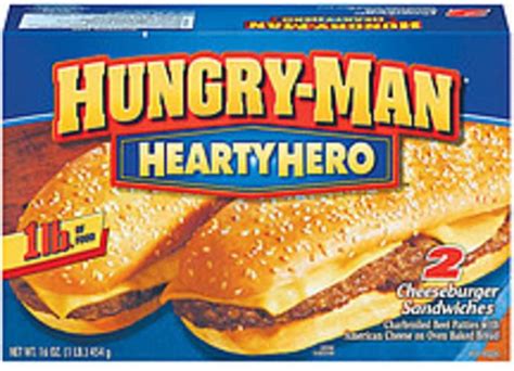 Hungry-Man Cheeseburger Sandwiches 2 Ct Hearty Hero - 16 oz, Nutrition ...