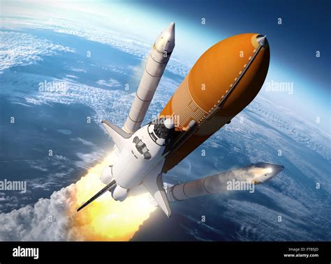 Space Shuttle Solid Rocket Boosters Separation. 3D Scene Stock Photo - Alamy