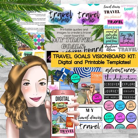 Travel Goals Vision Board Kit Printable Vision Board Quotes and Images ...