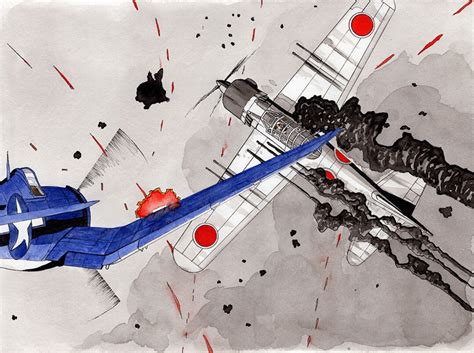 F4U Corsair Vs Mitsubishi A6M Zero 8x10 Watercolor Painting - Etsy