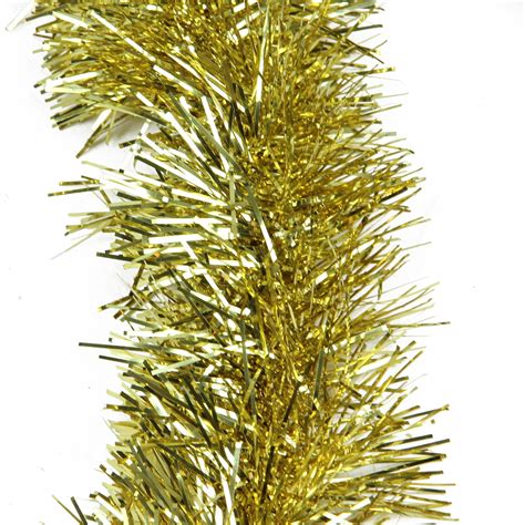 50' Traditional Shiny Gold Foil 3 Ply Christmas Tinsel Garland - Unlit ...