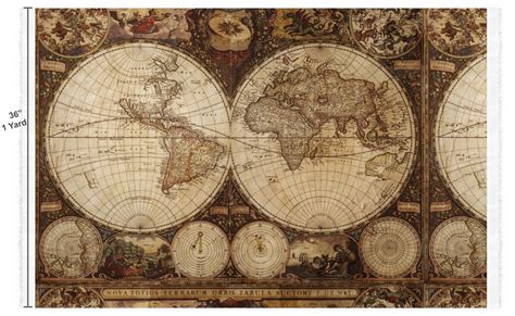 Custom Vintage World Map Fabric by the Yard - Spun Polyester Poplin | YouCustomizeIt