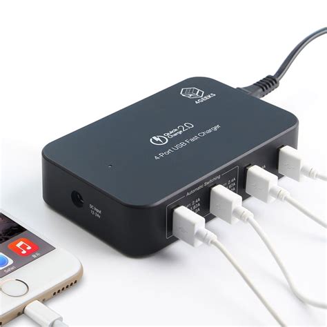 58W 4-Port Fast Charging USB Hub Charger + Quick Charge 2.0