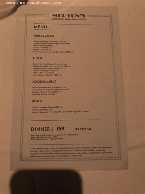 Online Menu of Mortons The Steakhouse Restaurant, Los Angeles ...