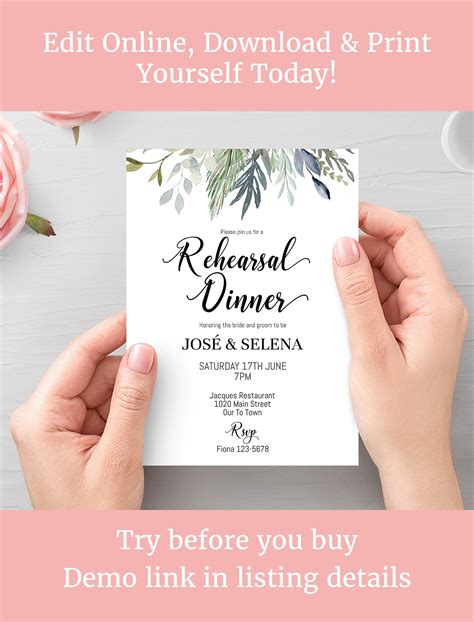 Printable Rehearsal Dinner Invitations