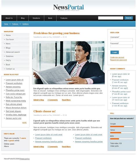 Drupal News Portal Website Templates & Themes | Free & Premium | Free ...