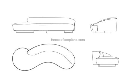 Serpentine Sofa-Vladimir Kagan - Free CAD Drawings