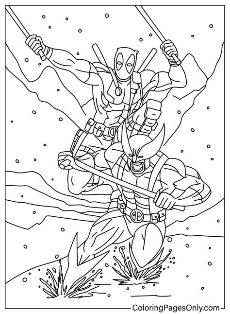 Deadpool And Wolverine Fighting - Free Printable Coloring Pages