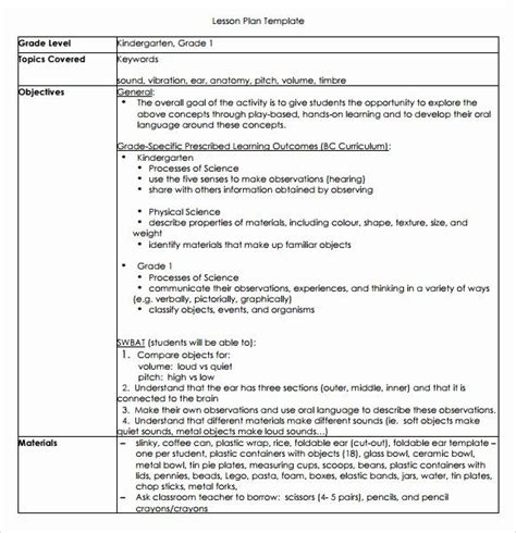 40 Kindergarten Lesson Plan Template | Hamiltonplastering | Curriculum ...