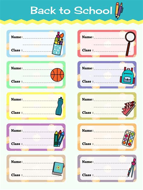 Notebook Labels Vector Template Design. School Book Labels Template ...